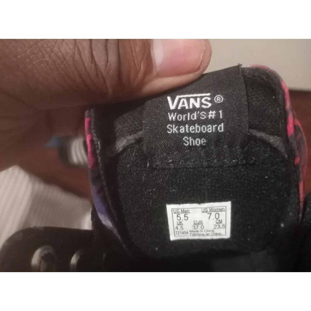 VANS Off The Wall High Top Skateboard Shoes Red Roses Tye Dye Mens 5.5 Womens 7 - Picture 11 of 14